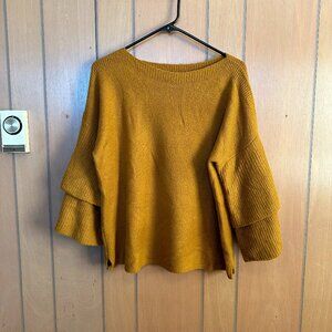Madewell Wool Blend 3/4 Sleeve Boat Neck Sweater in Yellow Women's Size Medium